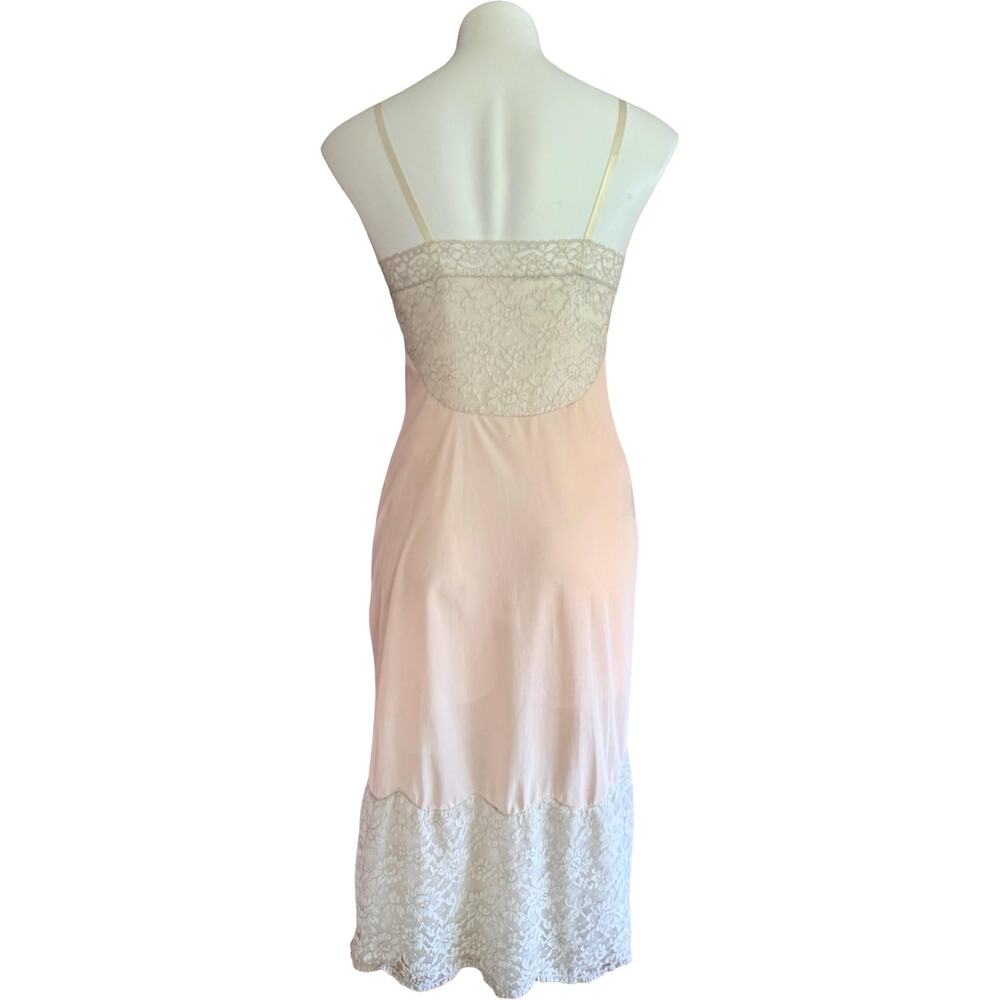 Vintage 60s Vanity Fair Blush Pink Nylon Tricot Slip Double Lace Bodice Hem  32 - Picture 11 of 11